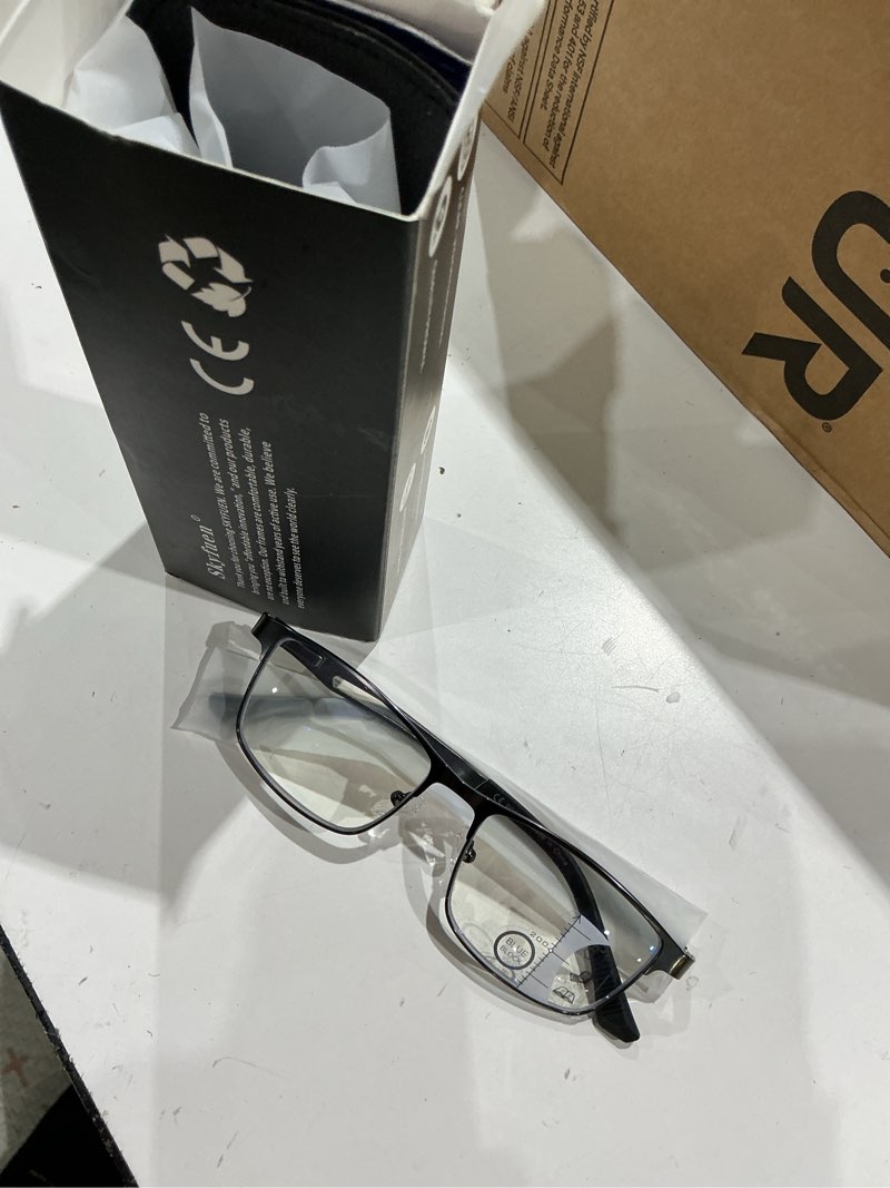 Condition photo showing Good Condition for skyfuen progressive reading glasses men multifocus metal frame no-line anti-blue light computer readers with spring hinges progressive readers - gunmetal+blue 2.00x