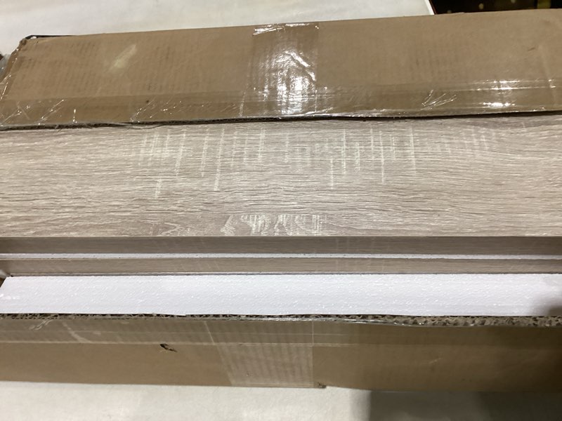 Condition photo showing Good Condition for 24 inch floating shelves, 3d textured wood grain, 24"x9.25"x1.5" inch deep floating shelves for wall, wooden shelves for bathroom, bedroom, living room, washed white, 2 pieces washed white 24"x9.25"-2pcs