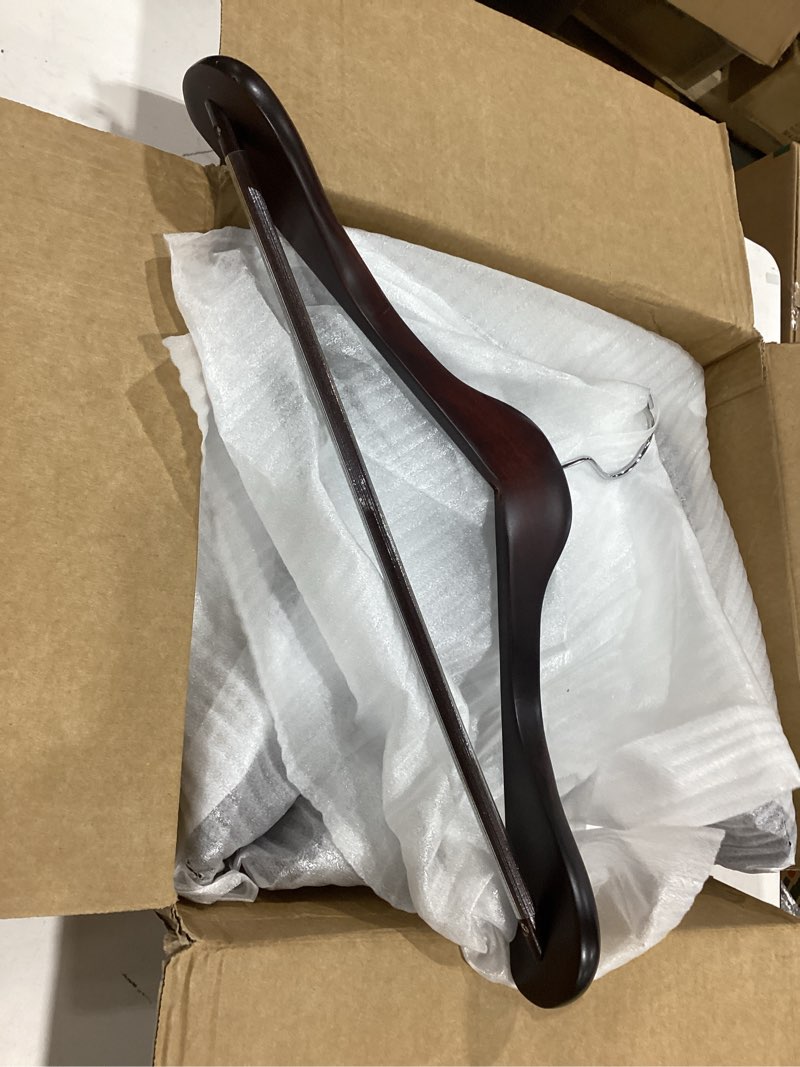 Condition photo showing New/Like New for nature smile luxury mahogany wooden suit hangers - 6 pack - wood coat hangers,jacket outerwear shirt hangers,glossy finish with extra-wide shoulder, 360 degree swivel hooks & anti-slip bar with screw mahogany 6 pack