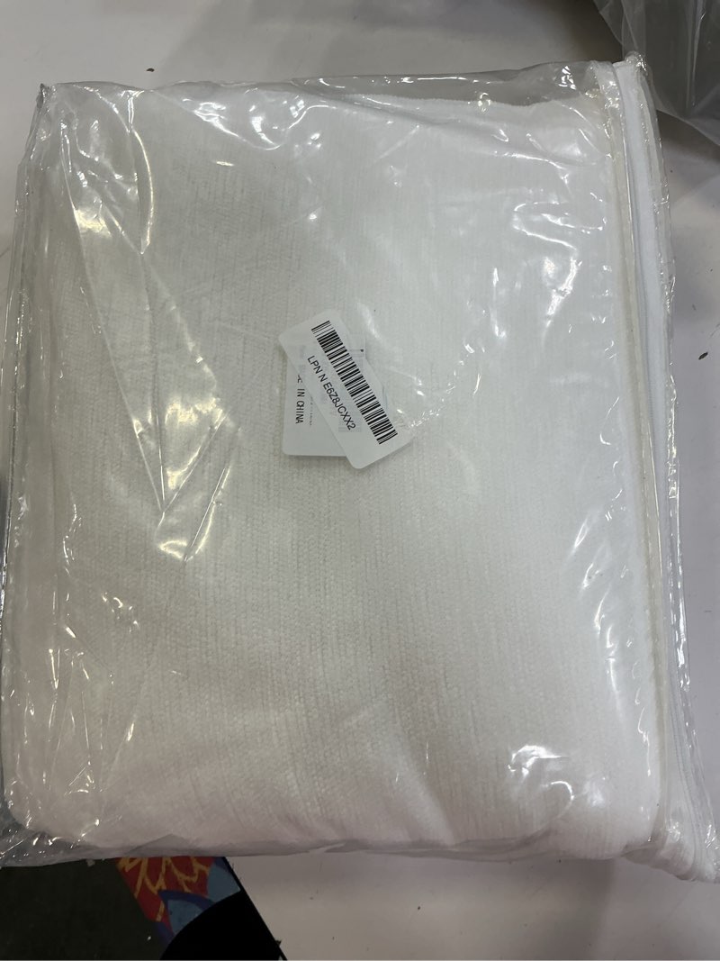 Condition photo showing Good Condition for mysky home couch covers for pets thick chenille white cream sofa slipcover with tassel non slip soft couch sofa cover, washable furniture protector sofa slipcover with tassel for kids, dogs, 91"x118" 91" x 118" white