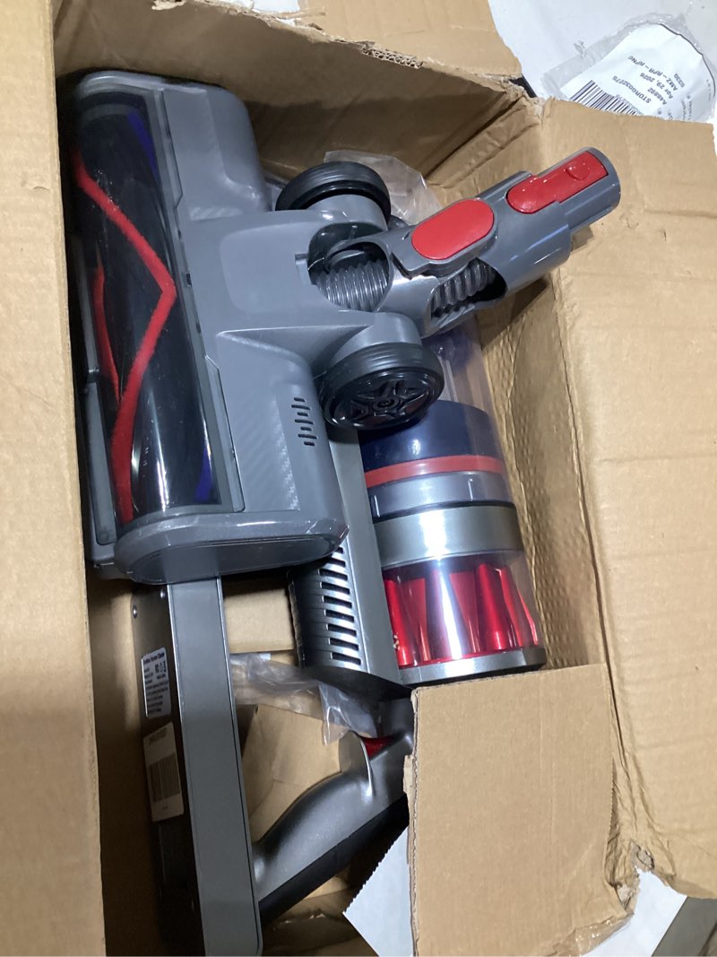 Condition photo showing As Is for cordless vacuum cleaner, 650w 55kpa 70mins vacuum cleaners for home, self-standing stick vacuum with anti-tangle brush & oled touch screen, vacuum cleaner for hardwood floors,carpet,pet hair,car (red)