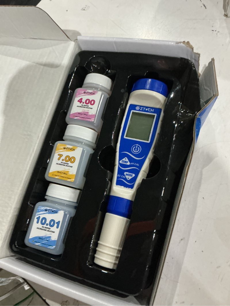 Condition photo showing As Is for ph chlorine salt tester for pool, salinity ph meter for saltwater pool, 7 in 1 ph salt free chlorine tester digital orp ppm ec tester for swimming pool, hot tub, spa, aquarium, hydroponic