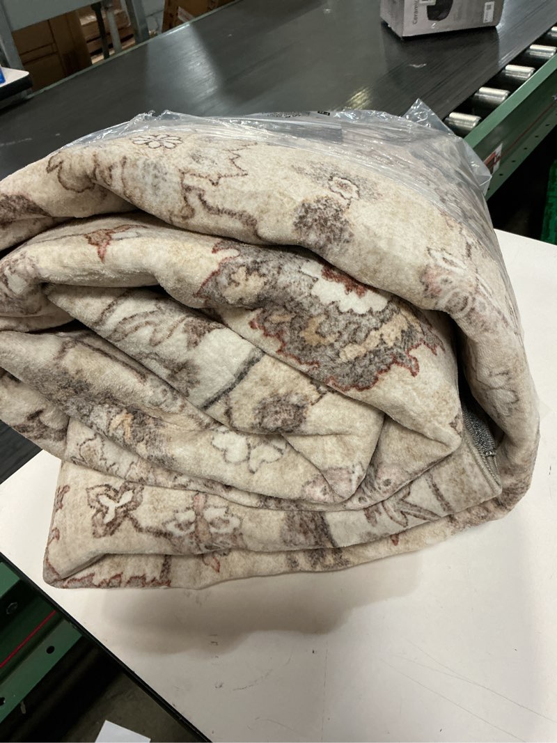 Condition photo showing Good Condition for Machine Washable Rug for Living Room: 8x10 Area Rugs Boho Vintage Rug Stain Resistant Non Slip Low Pile Soft Lightweight Carpets for Bedroom Kitchen Dining Room Nursery Kids Room Farmhouse 8' x 10' (Rectangular) Beige and Cream