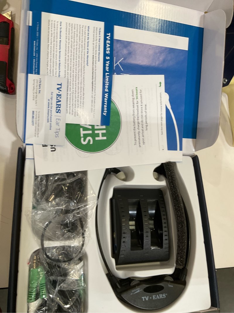 Condition photo showing Good Condition for tv ears original wireless headsets system, tv hearing aid devices works best with analog tv's, hearing assistance, tv listening headphones for seniors and hard of hearing. voice clarifying, doctor recommended - 11641, black