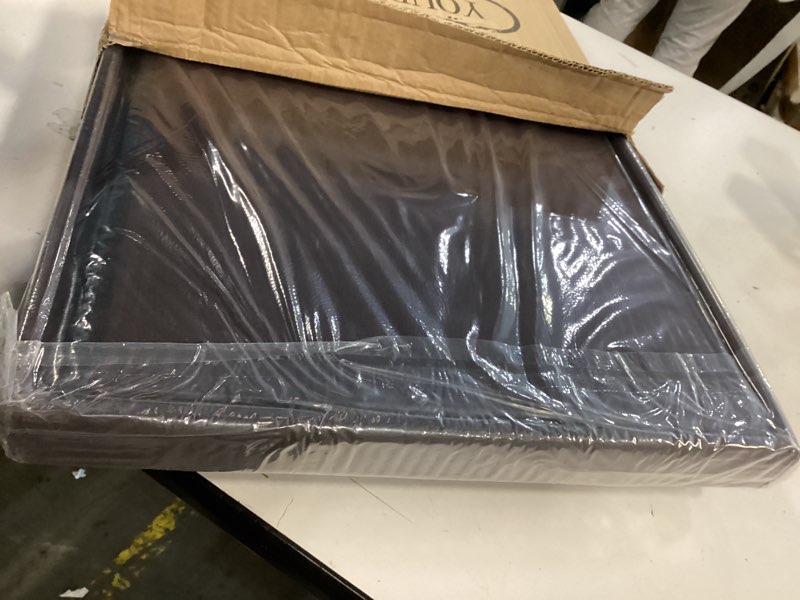 Condition photo showing New/Like New for Youdesure Folding Storage Ottoman Bench, 30 inch Faux Leather Footrest Couch for Living Room, Storage Bench with Padded Seat for Bedroom Hallway, Holds up to 350lbs, Brown Brown Faux Leather