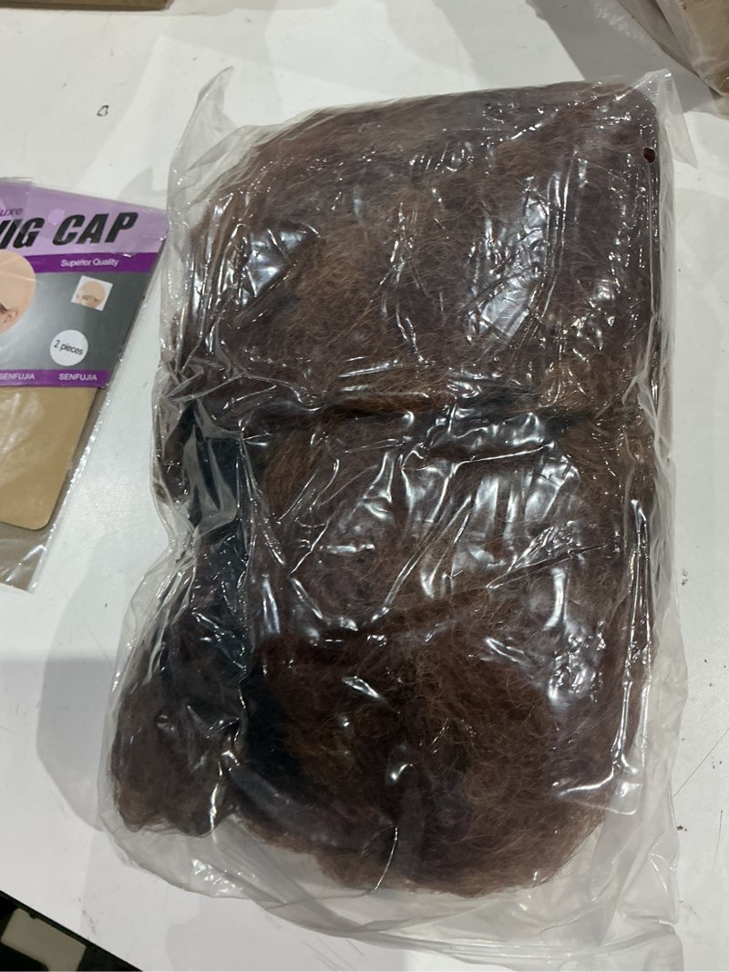 Condition photo showing As Is for gktineke afro wig 14inch afro wigs for black women 70s mixed brown afro kinky curly wig bouncy huge fluffy puff wigs synthetic hair for cosplay daily and party (mixed brown) 14 inch mixed brown