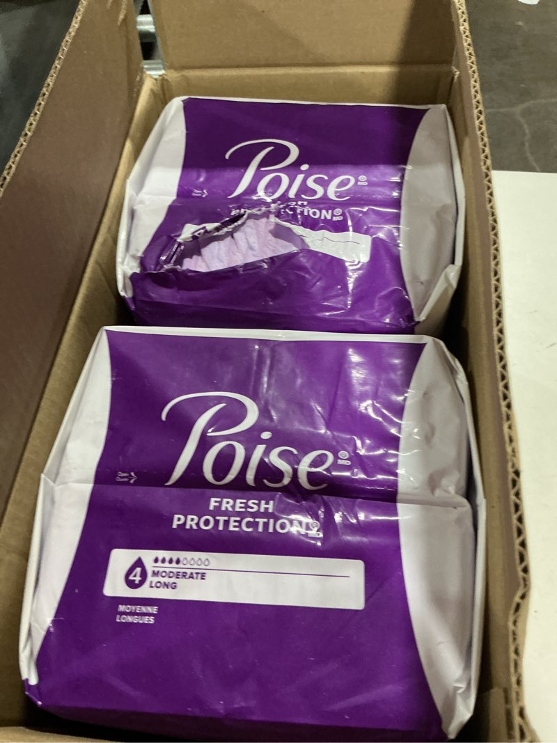 Poise Incontinence & Postpartum Pads for Bladder Leaks, 4 Drop Moderate Absorbency, Long Length, 108