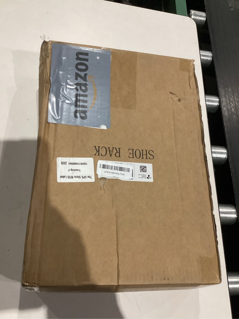 Condition photo showing As Is for SNTD Shoe Rack - Expandable Shoe Organizer for Closet, Adjustable Metal Shoe Shelf Storage, Stackable Long Shoe Stand Holder for Garage, Entryway, Door Entrance (Black, 2-Tier) Black 2-Tier