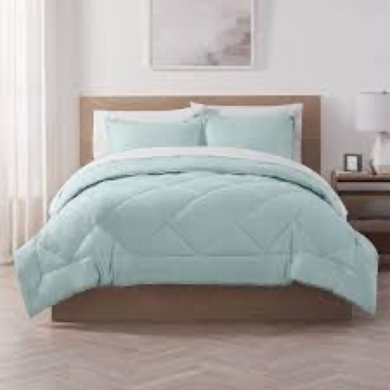 Serta Supersoft Cooling Bed Set, Reversible Bedding Comforter and Solid Sheet Set