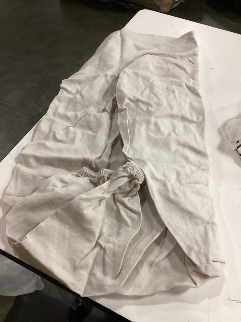 Condition photo showing As Is for european linen fitted crib sheet, one size, sand