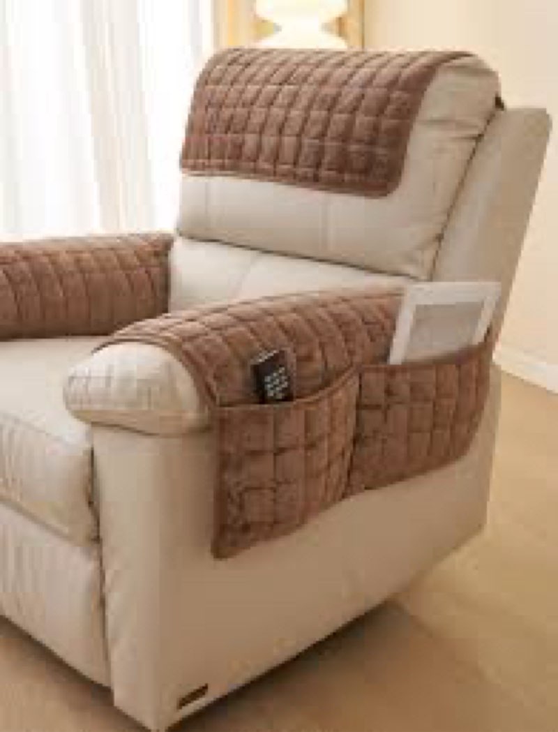 vctops 5 pieces flannel plush sofa...leat her sofa couch(brown,3 seat)