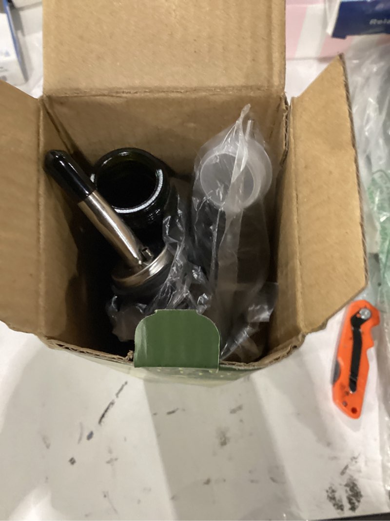 Condition photo showing New/Like New for aozita 17oz glass olive oil bottle dispenser - 500ml green oil and vinegar cruet with pourers and funnel - olive oil carafe decanter for kitchen dark green 17 ounces