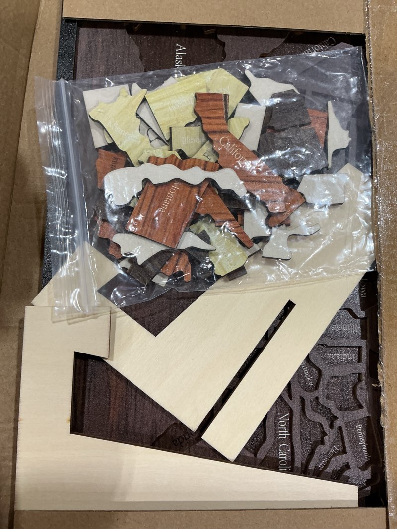 Condition photo showing Good Condition for wooden usa travel map puzzle, united states journey tracker maps pin board, travel journaling essentials for couples, families, globetrotter, for living room, study, entryway, rv decoration