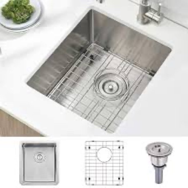 stainless steel undermount bar sink, boomhoze 15 x 17 inches small wet bar sink undermount 16 gauge sus304 brushed nickel single bowl outdoor bar sink rv sink