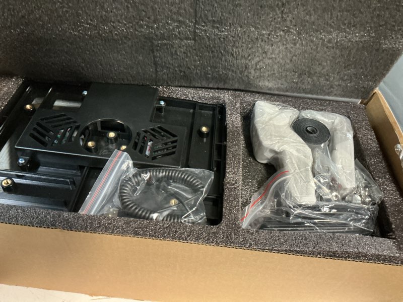 Condition photo showing New/Like New for car laptop mount with 2 cooling fans, no-drill adjustable vehicle computer mount for trucks, vans, heavy duty aluminum laptop holder for work on the go universal