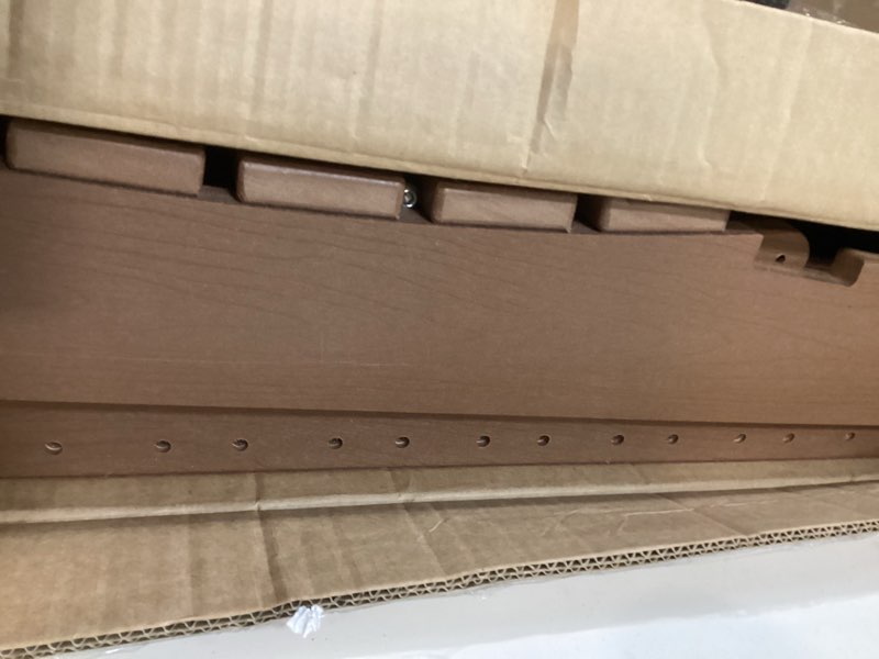 Condition photo showing Good Condition for ciokea folding adirondack chair with retractable ottoman fire pit patio chair with pull out foot rest weather resistant lawn outdoor lounge chair with 2 cup holder (teak) 1 teak