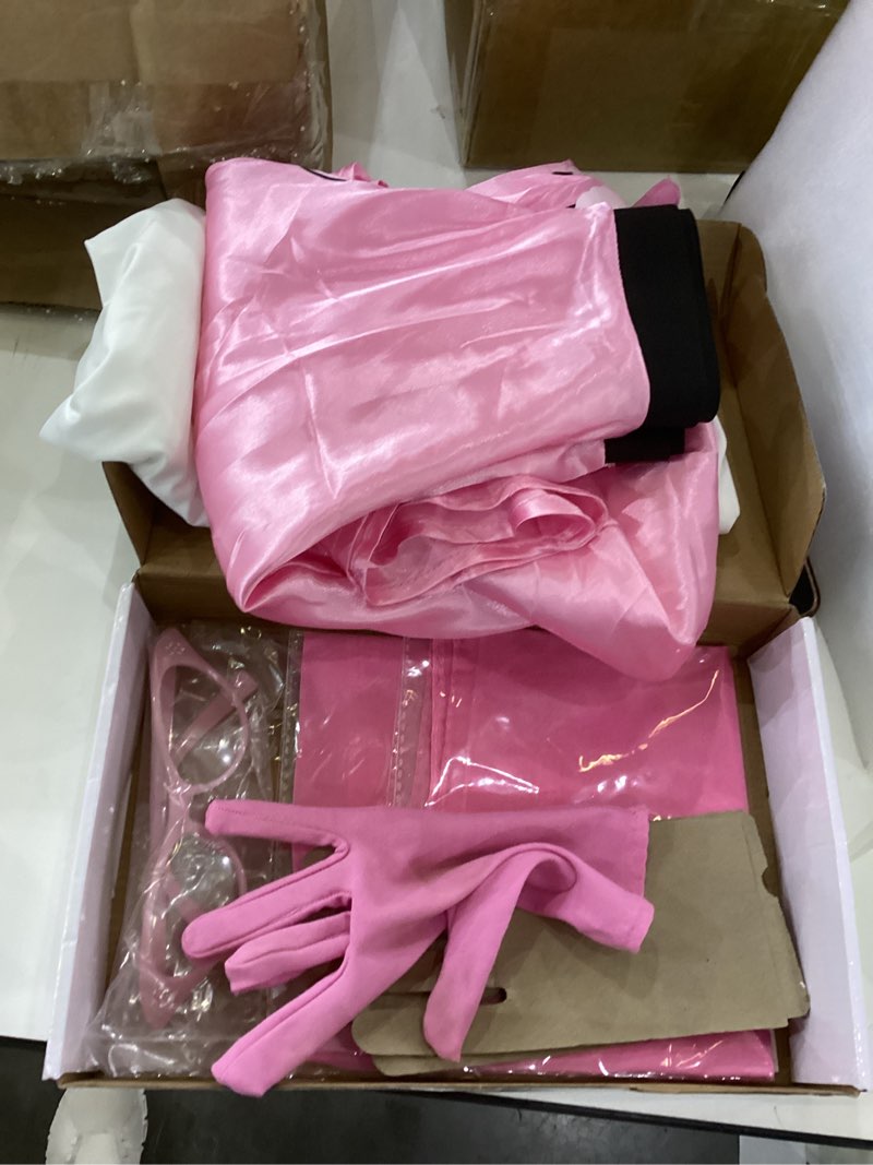 Condition photo showing As Is for 50s Poodle Skirts Costumes for Women Sock Hop 1950s Dresses Outfits for Women Adult Halloween Accessories 8Pcs XX-Large Pink