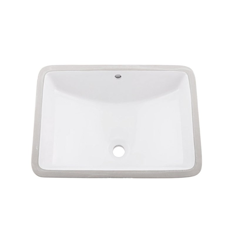 DAX Single Bowl Square Ceramic Undercounter Bathroom Sink, White Finish, 22-1/6 x 15-1/2 x 8-5/16 inches (BSN-202G-W)