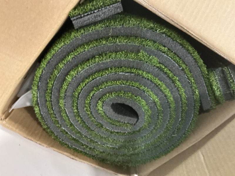 Condition photo showing Good Condition for Rengue Artificial Turf 10x10x25”  Turf Grass with Drainage Holes Realistic Synthetic Fake Turf Lawn Indoor Outdoor Landscape for Backyard, Garden, Patio, Grass Rug for Dog Pets Mat Custom. ( similar). 