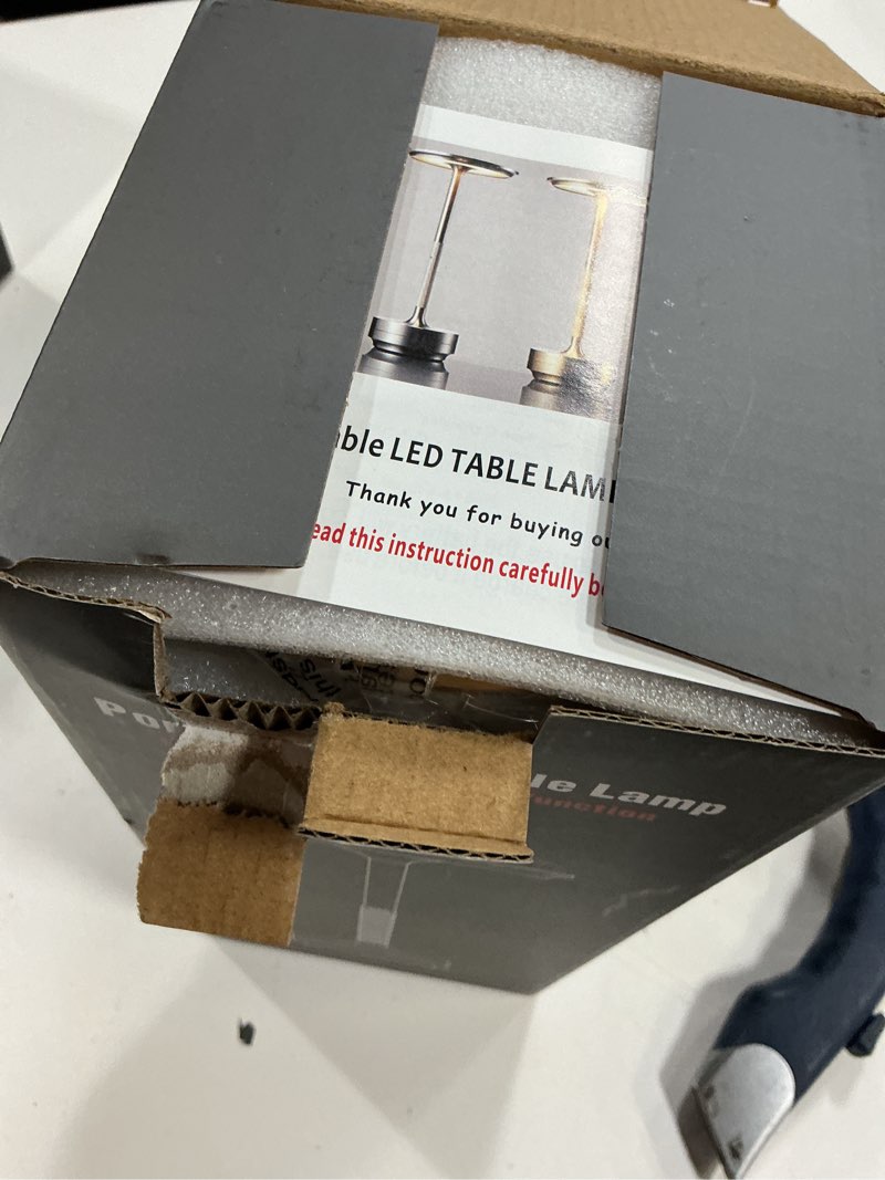 Condition photo showing New/Like New for rechargeable cordless table lamp, 5200mah battery operated desk lamps, 3-color stepless dimming wireless table lamp, portable outdoor table lamp for dining office bar restaurant hotel(gold)