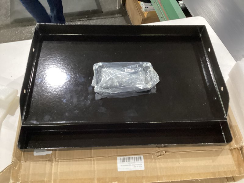 Condition photo showing New/Like New for 18" x 12" Nonstick Griddle for Gas & Charcoal Grill, Heavy-Duty Flat Top Griddle with Grease Tray for Cooking, Parties & Camping