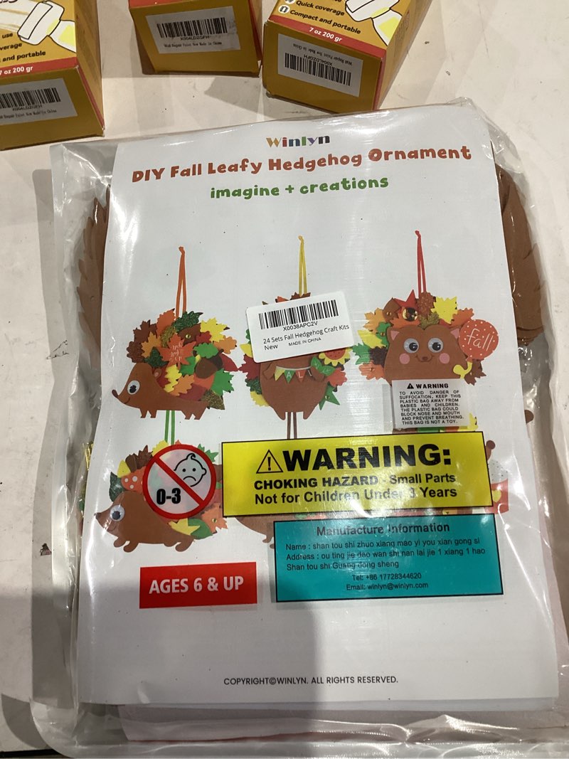 Condition photo showing New/Like New for Winlyn 24 Sets Fall Craft Kits Thanksgiving Crafts DIY Fall Leafy Hedgehog Ornaments Decorations Art Sets Autumn Leaf Foam Stickers Arts and Crafts for Kids Holiday Classroom Activities Party Favors
