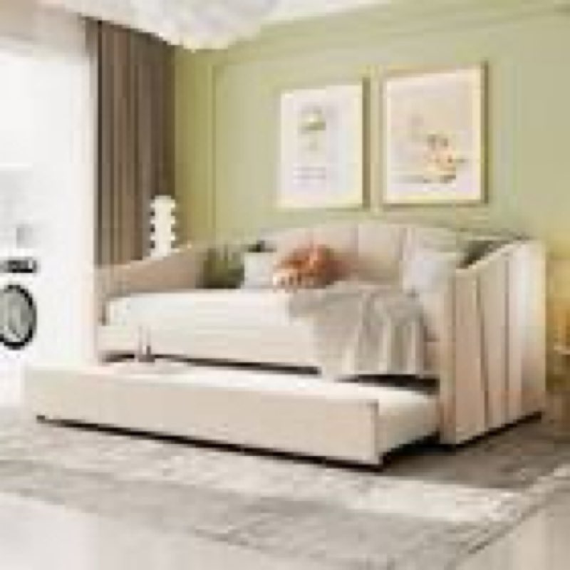 Incomplete box 1 only )Twin Upholstered Daybed With Trundle