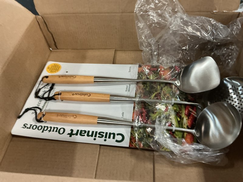 Condition photo showing New/Like New for cuisinart stainless steel wok spatula, wok utensils for carbon steel, wok tools professional set, 3-pieces wok tool set wok tool set