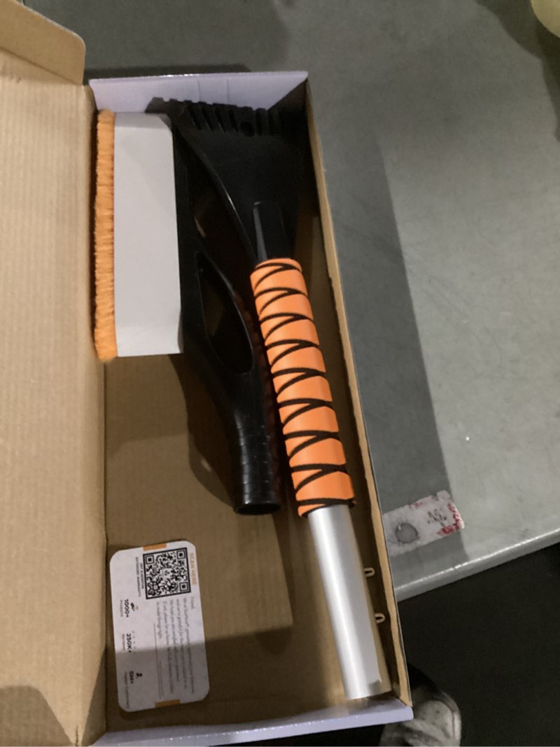 Condition photo showing As Is for EcoNour 27" Aluminum Ice Scrapers for Car Windshield | Car Snow Scraper Window and Snow Brush with Ergonomic Foam Grip Winter Accessories (Orange) Orange 27"