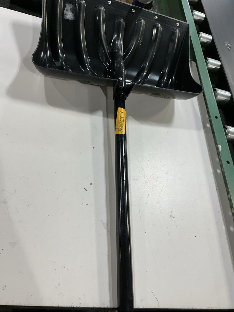 Condition photo showing As Is for emsco group 25-in poly blade shovel/pusher snow shovel with 50-in aluminum handle