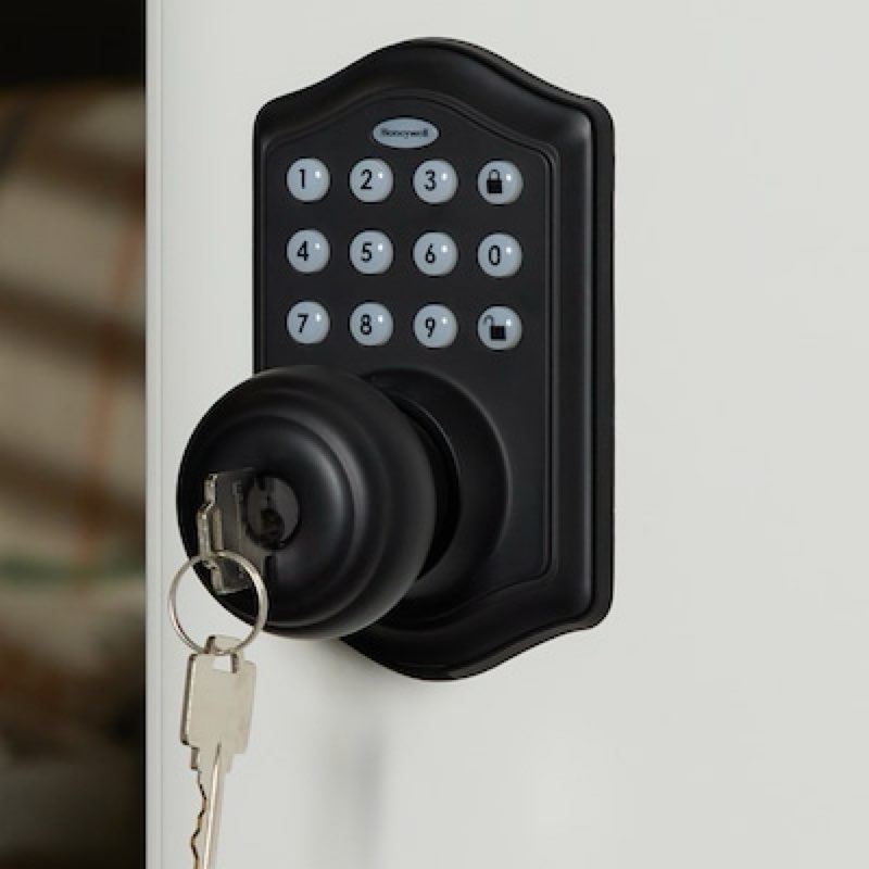 honeywell matte black keypad electronic knob lock