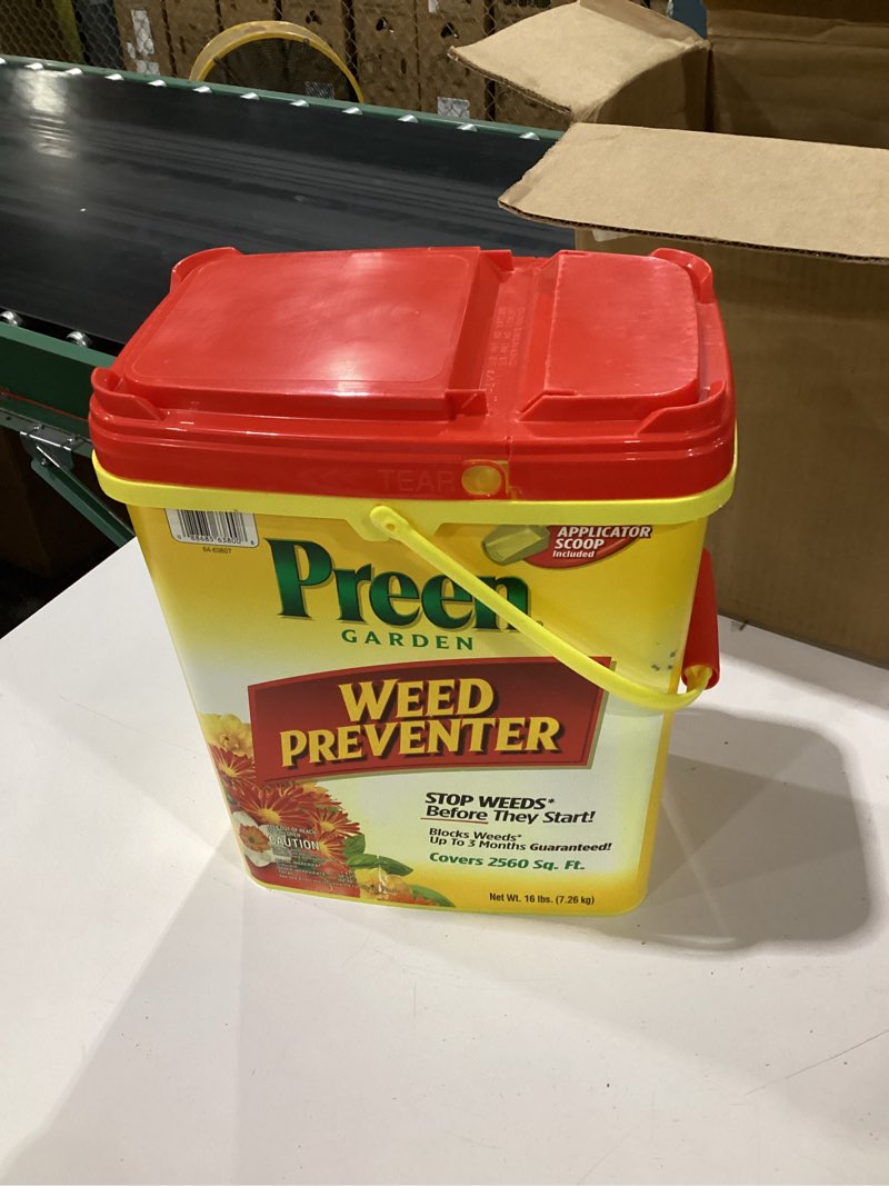 Condition photo showing New/Like New for preen garden weed preventer - 16 lb. pail - covers 2,560 sq. ft.