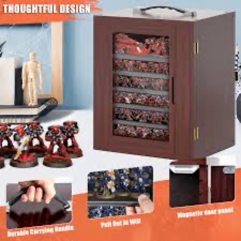 WELIDAY Miniature Storage Case for Collectibles, Miniature Display Cases with Magnetic Door and 6 Tr