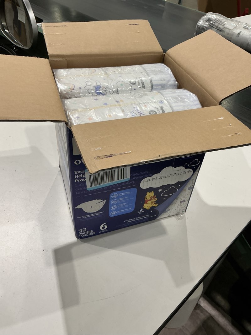 Condition photo showing New/Like New for huggies overnites size 6 overnight diapers (35+ lbs), 42 ct, packaging may vary size 6 42