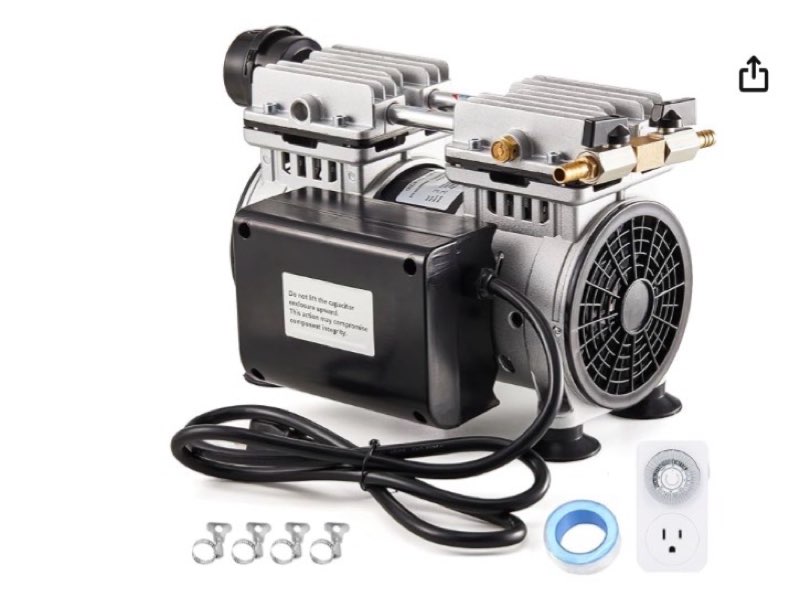 MEISHUNDA Pond Aeration Pump,550W Power 5.2CFM for Up to 3 Acre with Timer,3/4 HP Compressor,NO Diff