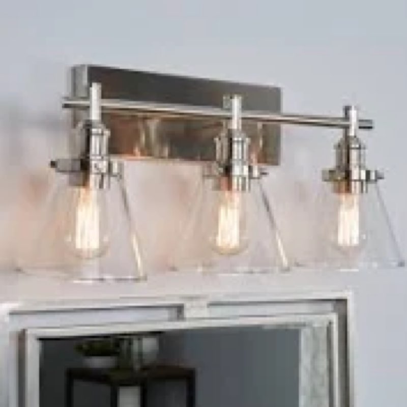 Allen + Roth 24" Shiloh 3-Light Brushed Nickel Farmhouse Bathroom Vanity Light