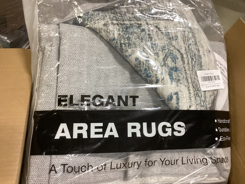 Condition photo showing Good Condition for 8x10 Area Rugs for Living Room, Machine Washable Non Slip Vintage Rug, Non-Slip Stain Resistant, Large Soft Home Decor Rug for Bedroom Dining Room (Blue/Grey,8'x10') Blue/Grey 8' x 10' (Rectangular)