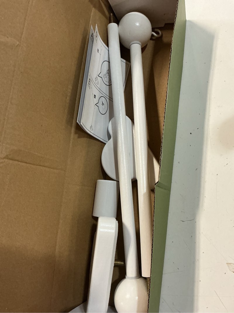Condition photo showing As Is for 27 inches crib mobile arm - 360 rotating, white wooden, adjustable accessories, safe anti-slip set, mobile holder