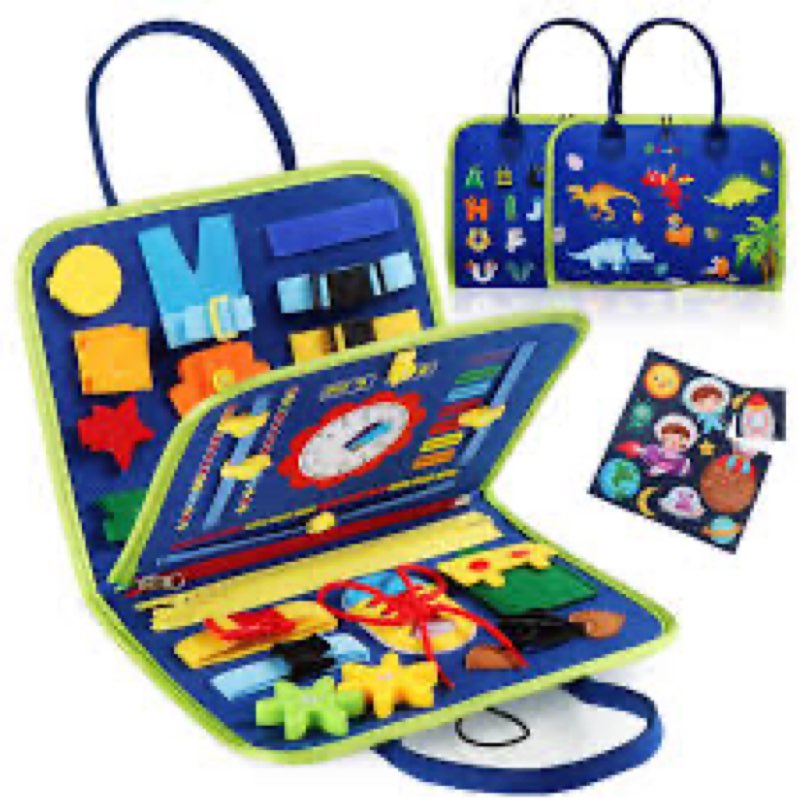 Toddler Busy Board Montessori Toys for 1 2 3 4 Year Old, Sensory Board Educational Activities for Le
