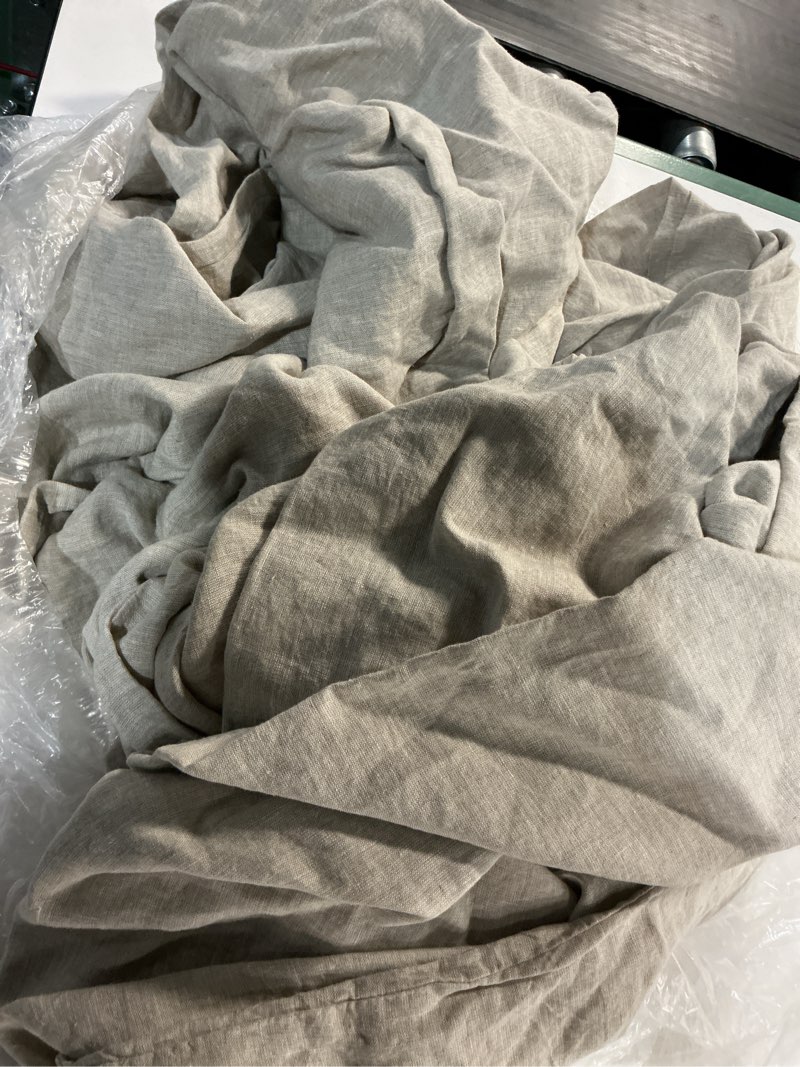 Condition photo showing As Is for european linen duvet cover, full/queen, natural chambray