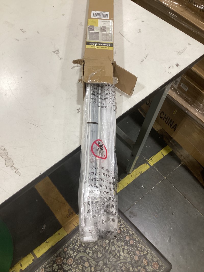 Condition photo showing Good Condition for unishades no drill cordless roman shades for windows, 48" w × 64" h - light filtering - linen - white light filtering - linen - white 48" w × 64" h