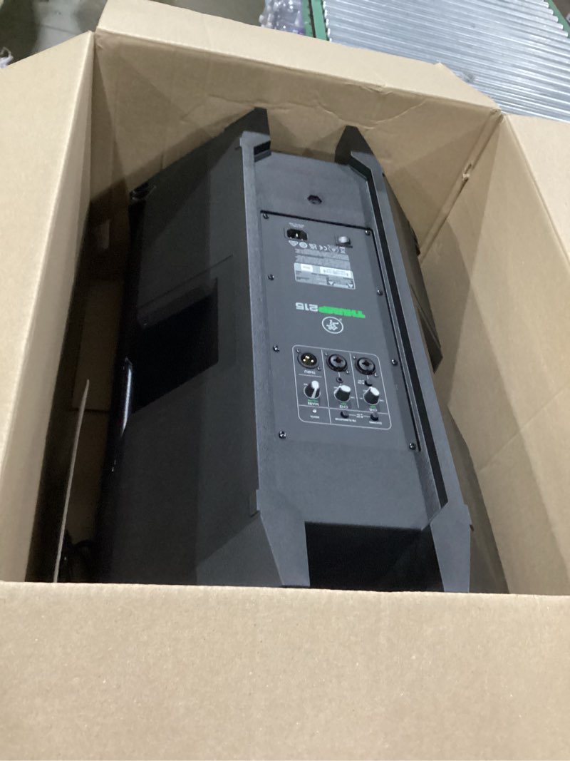 Condition photo showing As Is for **not tested ** mackie thump215 15\" 1400w powered loudspeaker with heavy-duty drivers and music ducking mode 15\" speaker standard