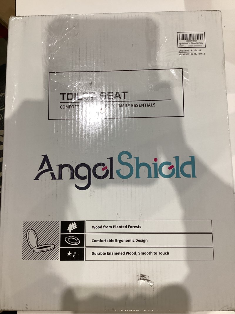 Condition photo showing New/Like New for angel shield marble toilet seat durable molded wood with quiet close,easy clean?quick-release hinges