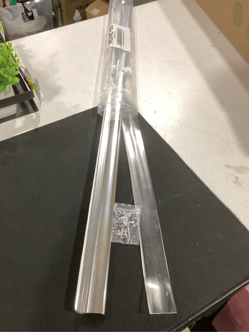 Condition photo showing Good Condition for 32” framed shower door drip rail with vinyl sweep, chrome shower door bottom water deflector with screws