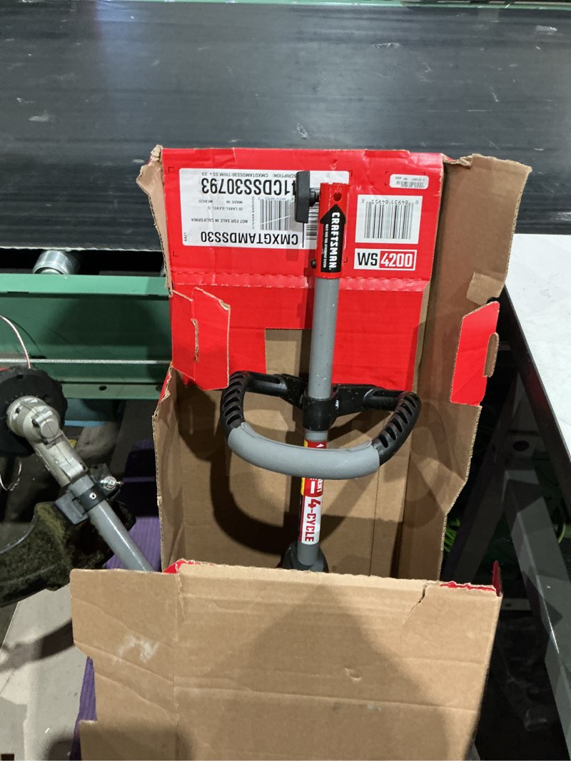 Condition photo showing As Is for craftsman ws4200 30-cc 4-cycle 17-in straight shaft attachment capable gas string trimmer