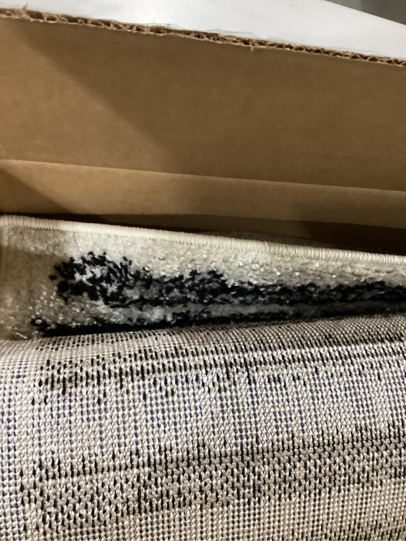 Condition photo showing New/Like New for jonathan y khalil modern berber stripe cream/black indoor area rug, 4x6, contemporary, bohemian, easy-cleaning for living room, bedroom, kitchen, pet friendly, non-shedding (moh207a-4) cream/black 4' x 6' (rectangular)