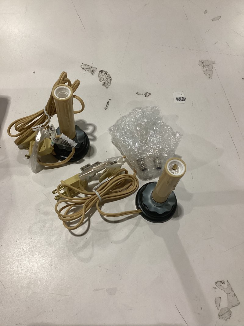 Condition photo showing New/Like New for Enhon 2 Pack 5 Inch Electric Window Candle Lights, Christmas Electric Rustic Country Plug in Candle Light with LED Silicone Bulb, 0.6W C7 Candlestick Lamp with On/Off Switch, 5Ft Cord