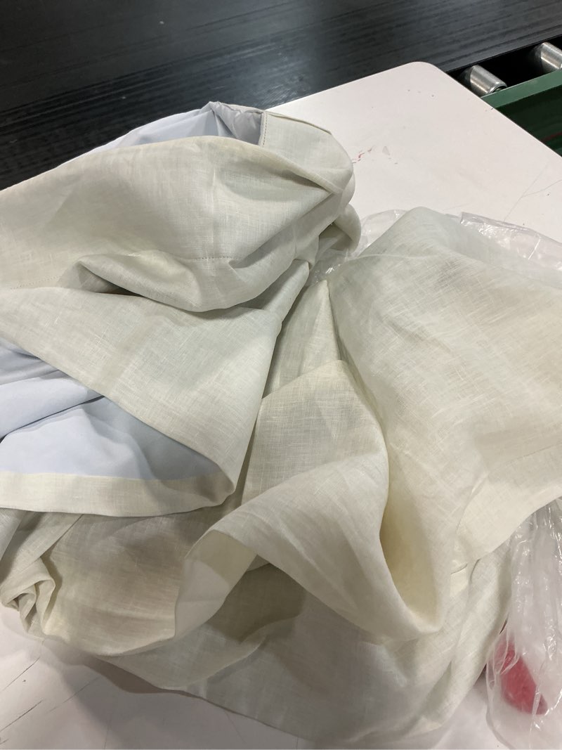 Condition photo showing As Is for 50"x84" blackout aruba window curtain panel sour cream - threshold™: recycled polyester, solid drapes, indoor use