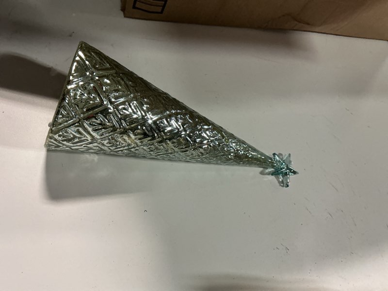 Condition photo showing Good Condition for 6 Pcs Illuminated Mercury Glass Christmas Tree Figurines with LED Lights Tabletop Lighted Table Centerpiece Tree Battery Operated Xmas Fireplace Decor (Modern)