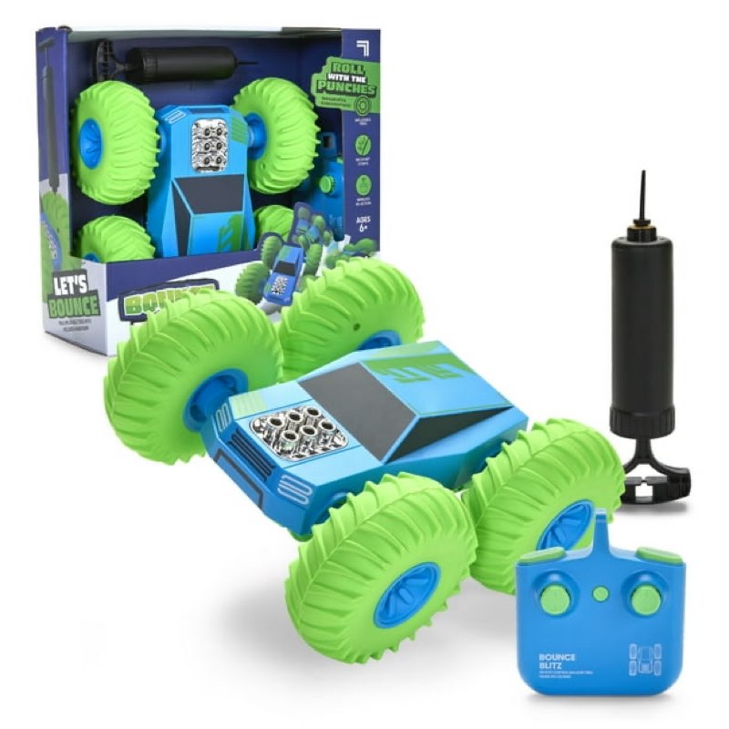 sharper image® bounce blitz remote control stunt car, green, ages 6+